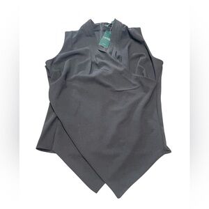 🖤RALPH LAUREN SLIM FIT ASYMMETRIC WRAP V-NECK FRONT TOP women Sz 2X NWT Black🖤